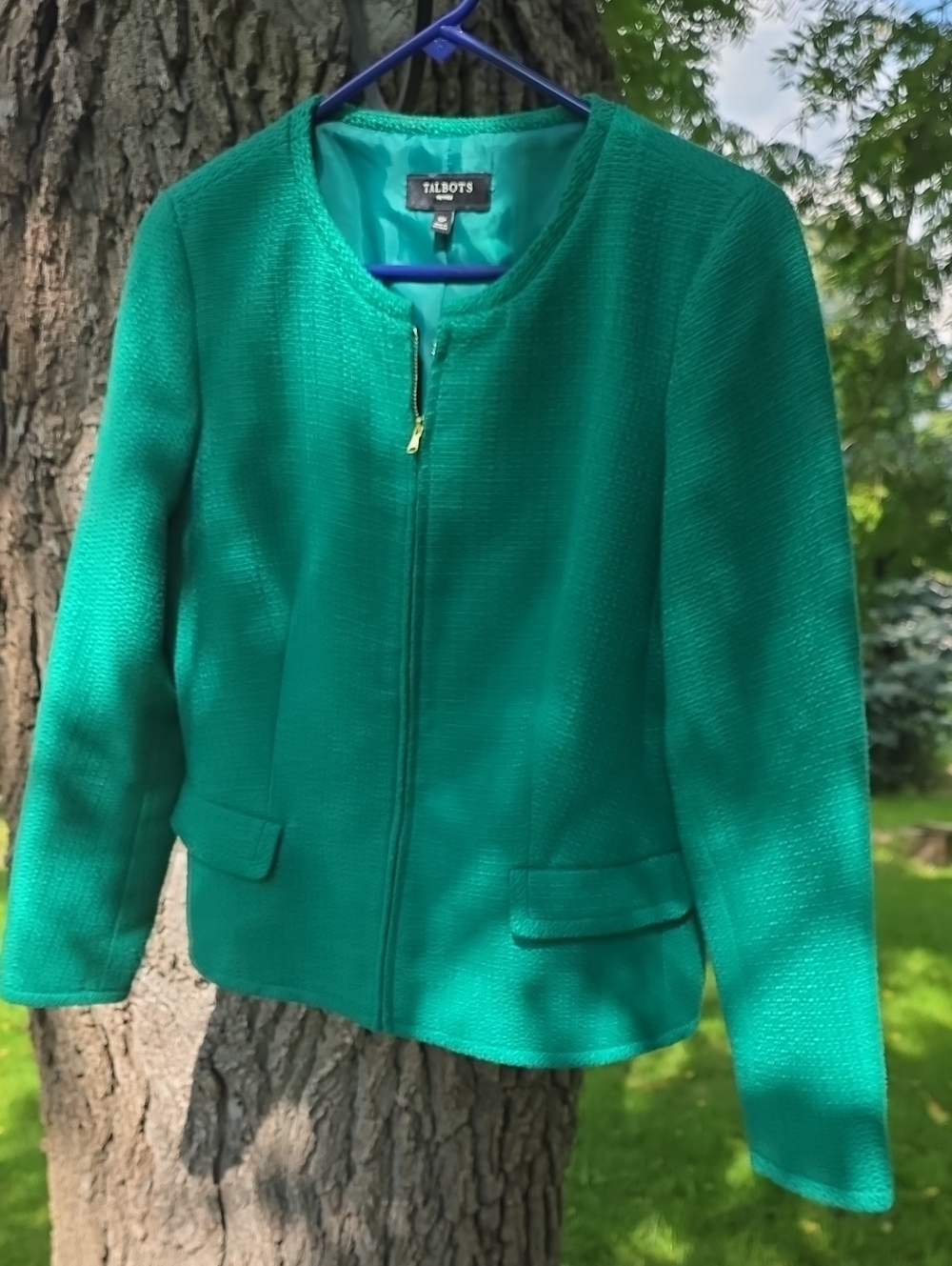 Talbots Emerald Textured Zip Jacket/Blazer, Size 10P